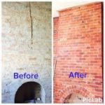 Coatings and paints removed from brick and stone