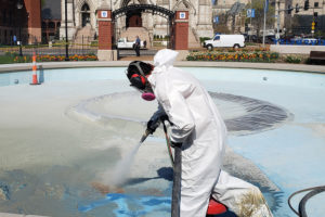 dustless blasting fountain basin