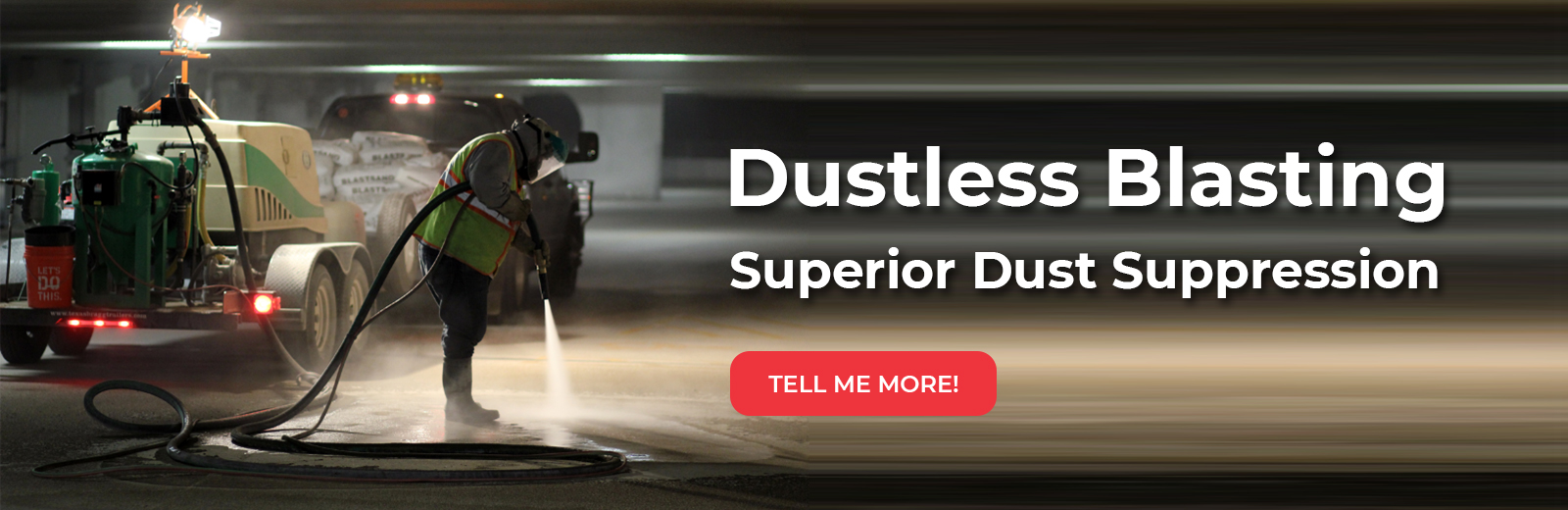 Dustless Blasting banner image with button