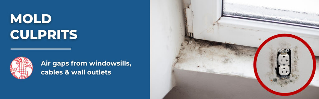 Mold Culprit: Air Gaps From Windowsills, Cables, and Wall Outlets