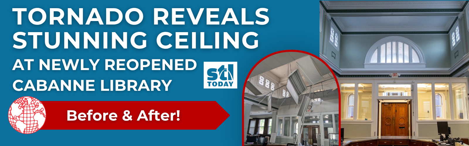 Tornado Reveals Stunning Ceiling at Newly Reopened Cabanne Library
